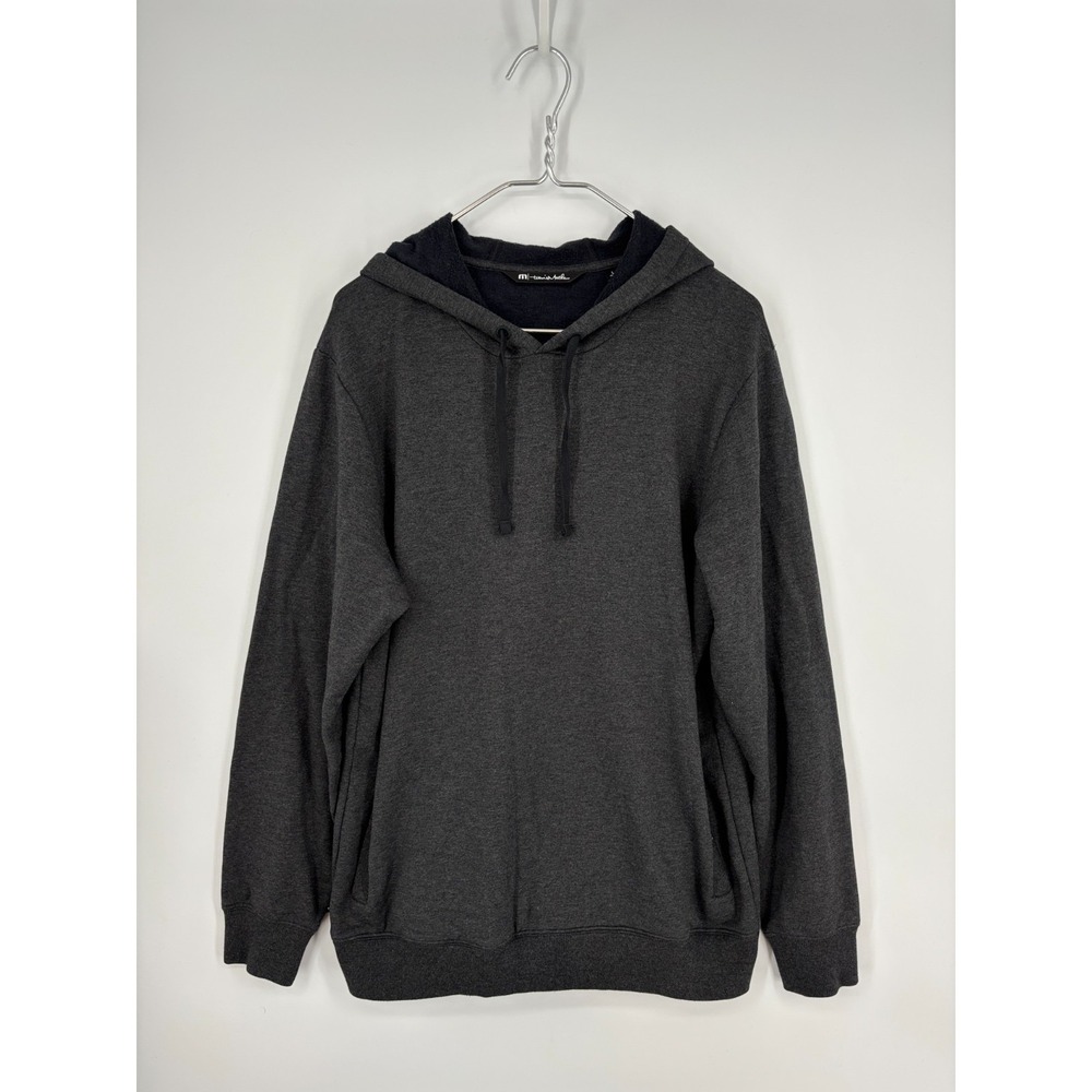 Travis Mathew Hoodie Sweatshirt Mens L Gray Fleece Lined Kangaroo Pouch Pocket
